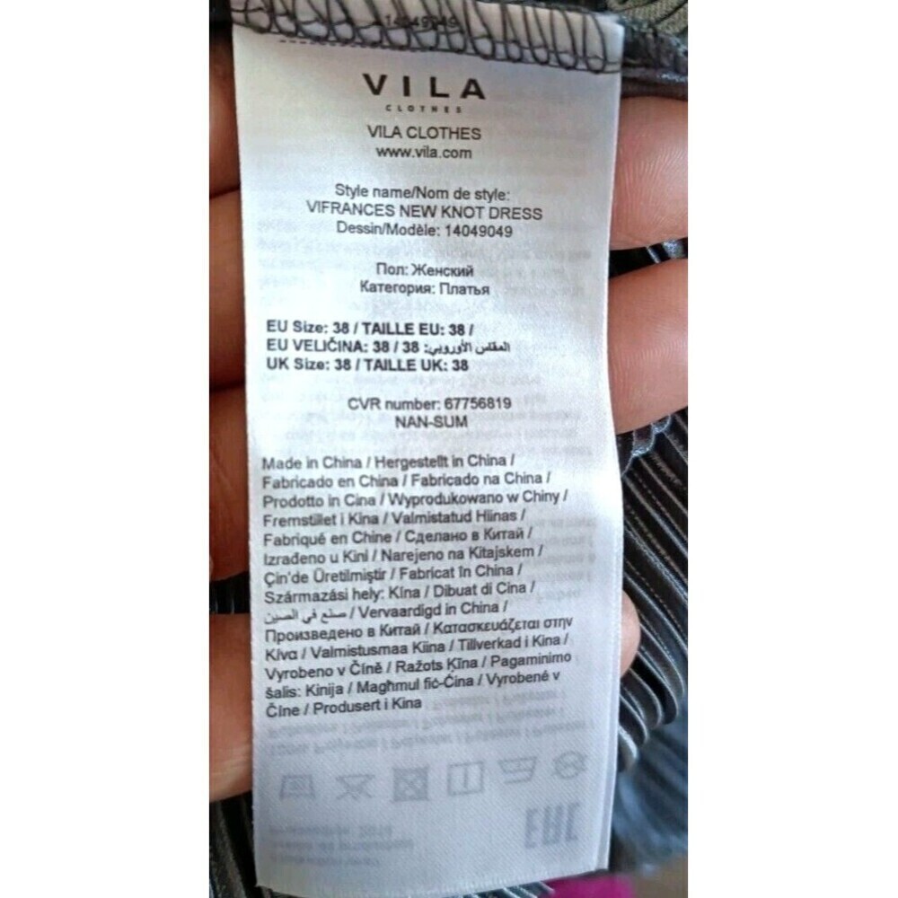 Vila Clothes Evening Dress Size 38 6/8 Metàllic Silver Tulip Wrap Crinkled Sheer - Picture 4 of 10